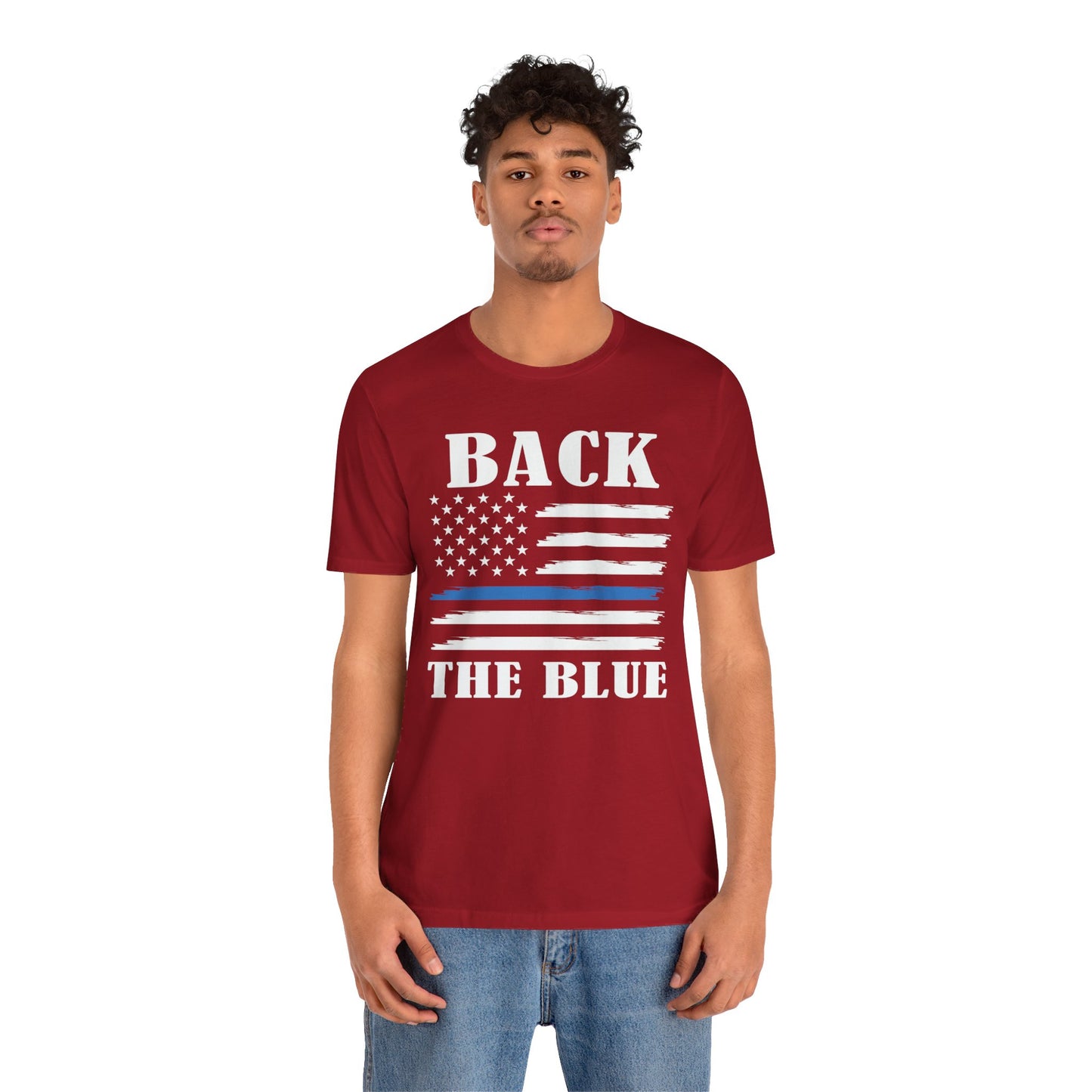 BACK THE BLUE Flag, Graphic Unisex Short Sleeve Tee