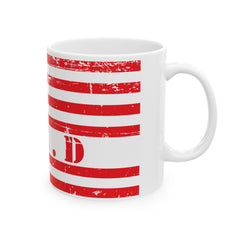 Patriotic Red Friday Flag Ceramic Mug – Distressed American Flag Coffee Cup (11oz & 15oz)