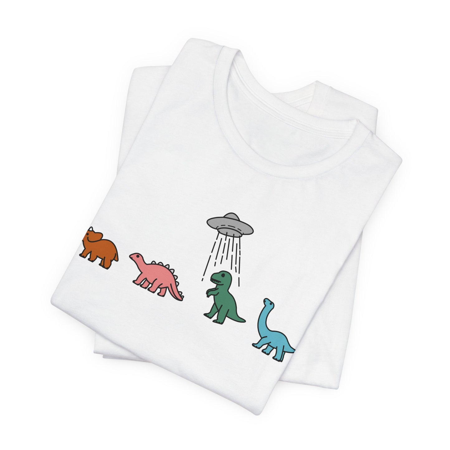 UFO and Dinosaurs Retro Unisex Jersey Short Sleeve Tee