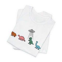 UFO and Dinosaurs Retro Unisex Jersey Short Sleeve Tee