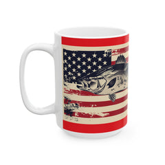Fishing Themed Graphic Mug, USA Ceramic Mug, 11oz, 15oz. Gift for him, gift for dad, Birthday gift mug, fishing mug, Fathers Day Mug