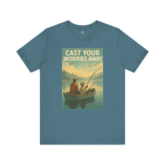 Relaxing Fishing Tee - Cast Your Worries Away, Unisex Casual Shirt, Perfect Gift for Dad, Outdoor Lovers, Fishing Trips, Summer Vibes