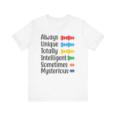 Autism - Always Unique Totally Intelligent Sometimes Mysterious Unisex Softstyle T-Shirt