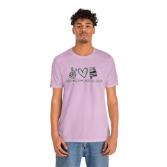 Peace Love Back The Blue in Alabama, Graphic Unisex Short Sleeve Tee