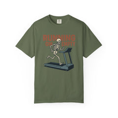 Funny Skeleton Running T-Shirt, Gift for Fitness Lovers, Halloween Tee, Gym Humor Shirt, Quirky Workout Apparel