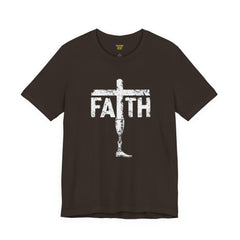 Faith Cross Prosthetic Leg T‑Shirt — Amputee Inspirational Christian Tee