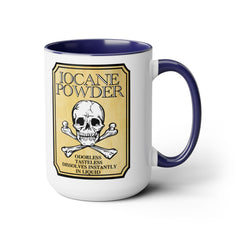 IOCANE Powder label with skull and crossbones Don't have a cup of coffee with Vizzini / Princess Bride / 80s Movies / Two-Tone Mugs, 15 oz.