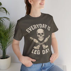 Fitness Tee | Leg Amputee Funny Skull, Everyday Leg Day Gym Shirt, Workout Top