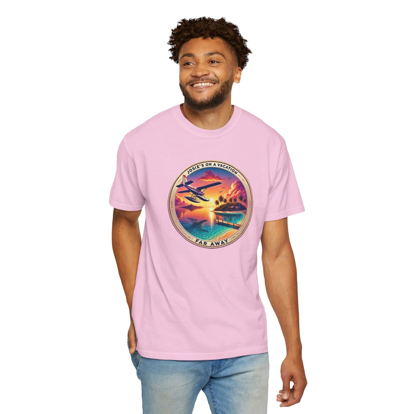 Josies On A Vacation Far Away Graphic Unisex Garment-Dyed T-shirt