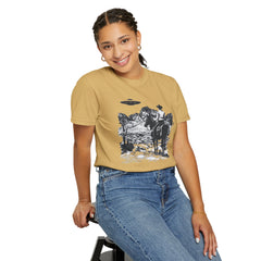UFO Meets Cowboy Vintage Graphic T-Shirt — Retro Western Alien Tee