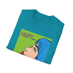 Pop Art Gal T-Shirt featuring Blue Hair and Red Lips Unisex Soft Style Shirt