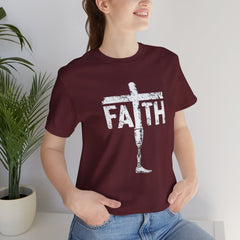 Faith Cross Prosthetic Leg T‑Shirt — Amputee Inspirational Christian Tee