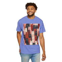 Cute Cat Print Unisex Garment-Dyed T-Shirt - Comfort Colors Soft Perfect for Animal Lovers and Casual Days