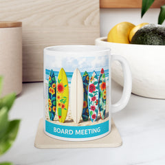 Surfboard meeting Floral Ceramic Mug - Beach Vibes for Coffee Lovers