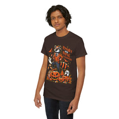 Freaky And Feral Halloween Raccoon! Graphic Unisex Heavy Cotton Tee