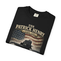 USS Patrick Henry SSBN 599 Submarine T-Shirt with a quote from its namesake