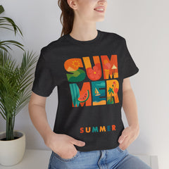 Summer Graphic Tee — Colorful Tropical "SUMMER" Typography T-Shirt