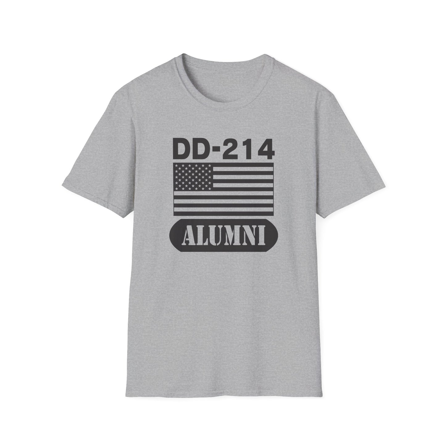 DD-214 Alumni with American Flag  Unisex Softstyle T-Shirt