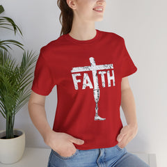 Faith Cross Prosthetic Leg T‑Shirt — Amputee Inspirational Christian Tee