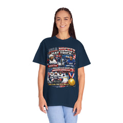 Hockey Hat Trick T-Shirt — USA Men's, Women's & Paralympic Gold Tribute 2026
