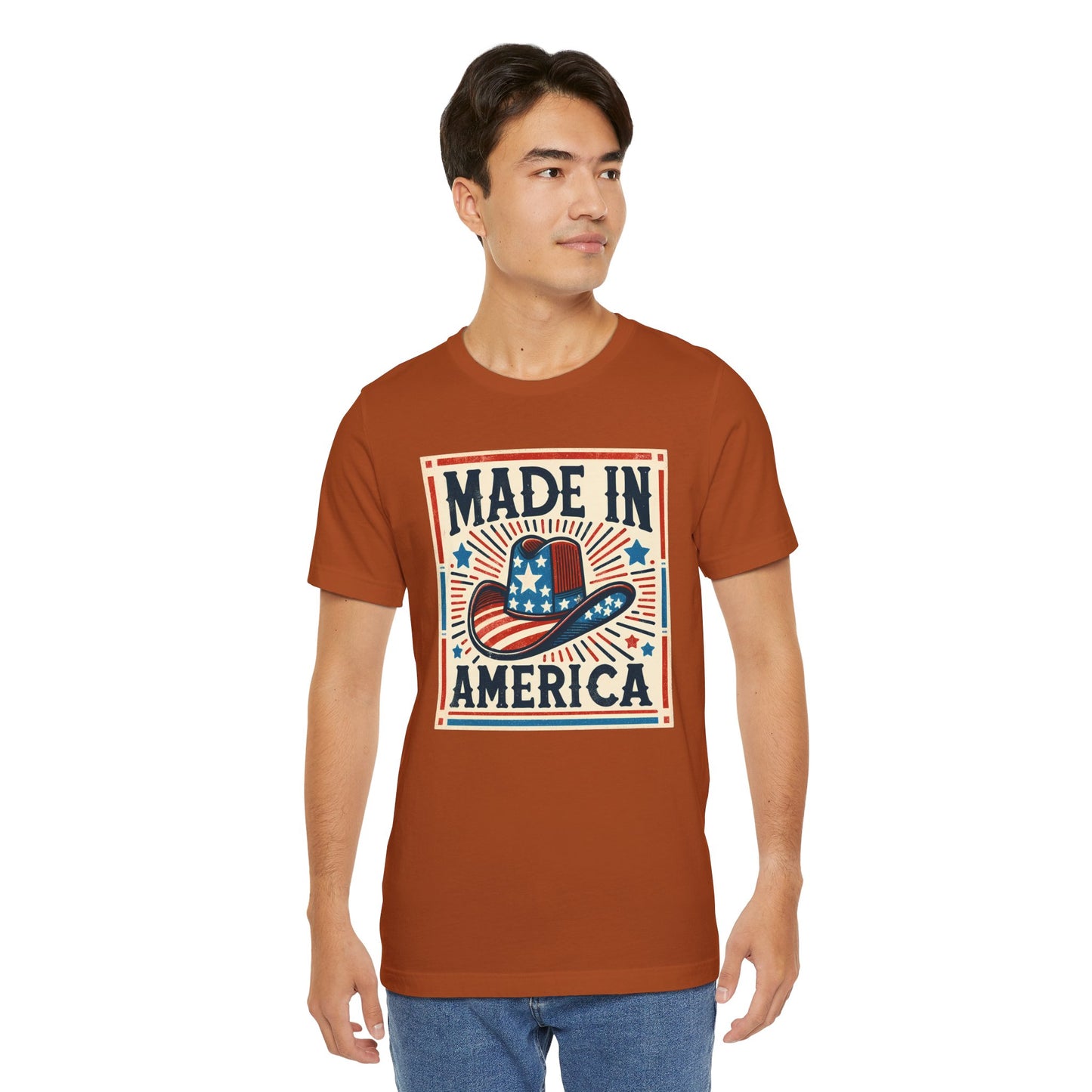 Made In America Cowboy Hat Graphic, Unisex Jersey Short Sleeve Tee