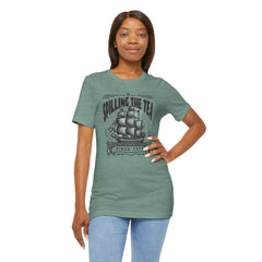 Spilling The Tea Since 1773, Sailing Ship Graphic, Unisex Jersey Short Sleeve Tee