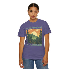 Rocky Mountains Colorado Graphic, Comfort Colors Soft Relaxed Fit Unisex Garment-Dyed T-shirt