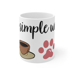 Simple Woman Mug, Knitting Enthusiast, Paw Print Mug, Female Symbol, Heart Yarn Design, 11oz, 15oz, 20oz Mug, Knitter's Present, Pet Lover