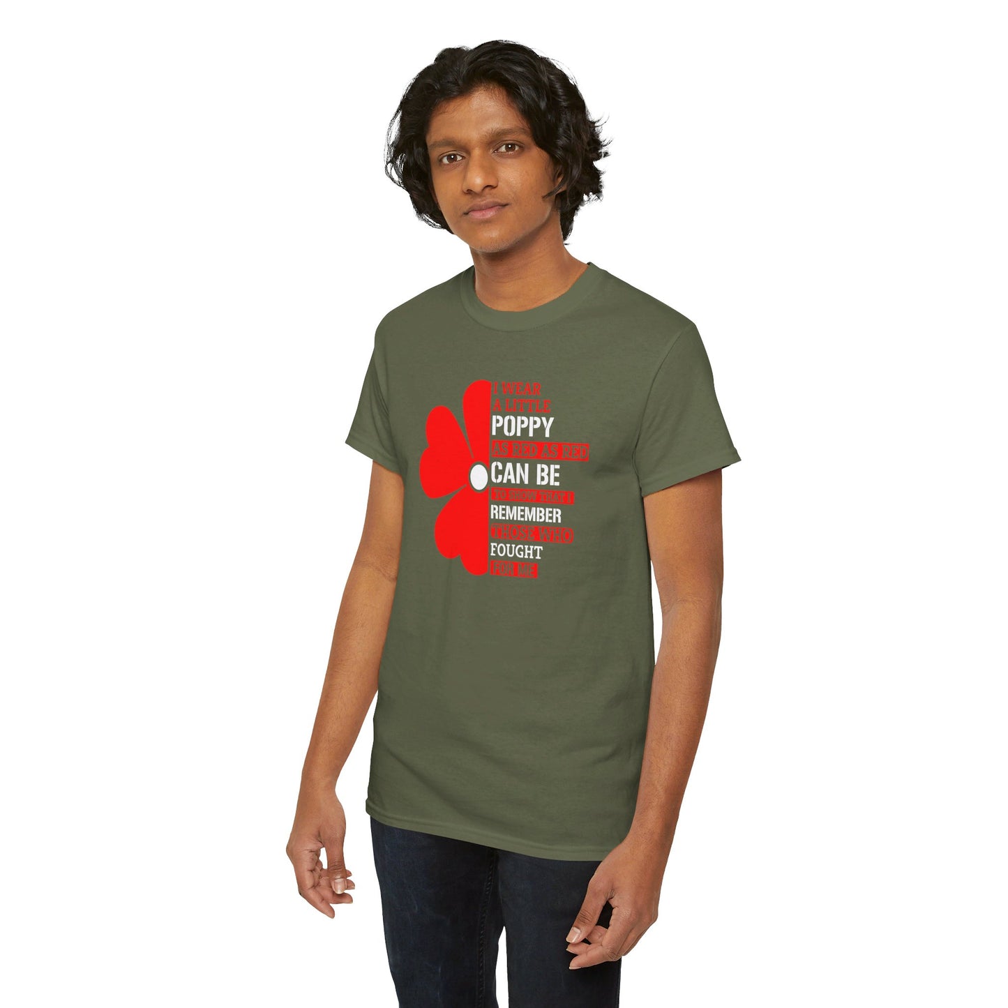 Memorial Day Poppy Tee, For Those Who Fought For Me, Unisex Cotton Tee