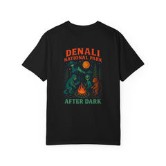 After Dark Collection Denali National Park Adventure Unisex T-shirt featuring  Camping  Kushtaka, Alien and Brown Bear
