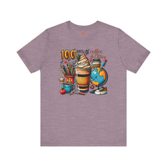 100 DAYS OF Coffee and Chaos - Unisex Short Sleeve Tee | Elementary School Holiday, Teacher Apparel, Kids Motivation, Teacher Sarcasm