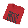 DD-214 Alumni with American Flag  Unisex Softstyle T-Shirt