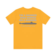 Veteran Submarine Tee — "I’m a Boomer Who Served on a Boomer" Navy Crew Shirt