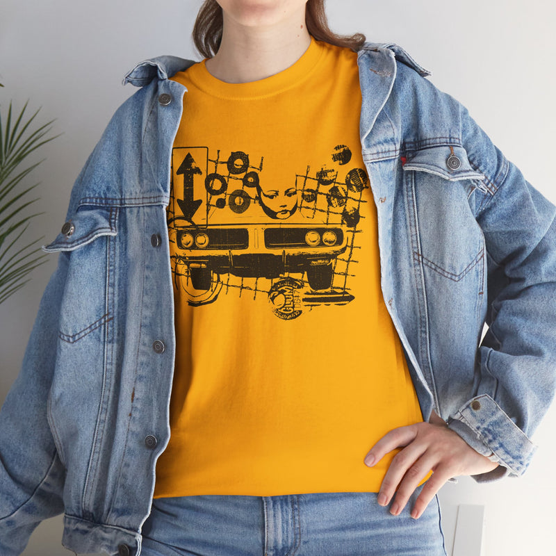 Abstract Retro Racing Car Unisex Heavy Cotton Tee | Perfect for Car Enthusiasts, Father's Day Gift, Casual Wear, Vintage Style, Unique Graphic Shirt