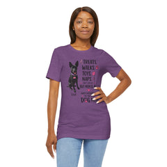 Personalized Your Dog and its name Mother's Day T-Shirt — 'Treats. Walks. Toys. Naps.