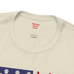 Personalized Dog Silhouette on American Flag - Tell us your dog breed, Unisex Short Sleeve Tee, Golden Retriever Silhouette Shown, Patriotic Shirt, Patriotic Pooch