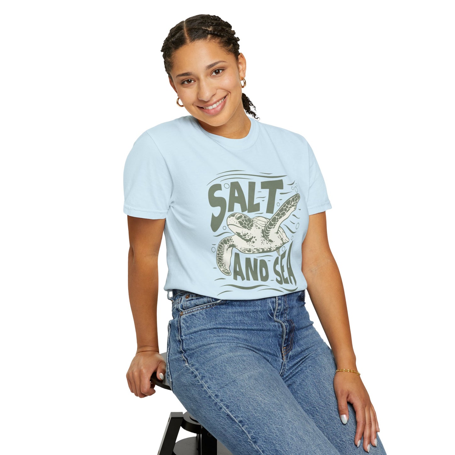 Sea Turtle, Salt And Sea -  Graphic Unisex Garment-Dyed T-shirt