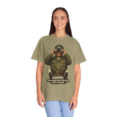 Graphic T-Shirt — Vintage WWII General George Patton Binoculars Design with "Rommel You Magnificent Bastard" Text