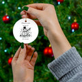 Believe in the power of the season adorable Snowman - Personalized Ceramic Ornament, 4 Shapes Choose one: snowflake, star, heart or circle.