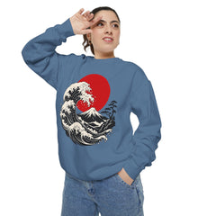 Japanese Wave and Red Sun Comfort Colors Sweatshirt