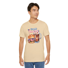 Happy 4th Of July Burger and Mug Graphic, Unisex Jersey Short Sleeve Tee