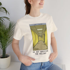 Do Not Question The Hallway T-Shirt — Retro Yellow Corridor Graphic Tee