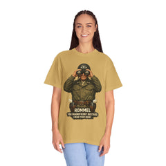 Graphic T-Shirt — Vintage WWII General George Patton Binoculars Design with "Rommel You Magnificent Bastard" Text