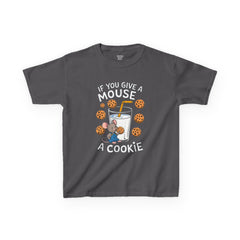 Kids Heavy Cotton™ Tee - "If You Give a Mouse a Cookie" - Fun Cartoon Shirt for Young Readers