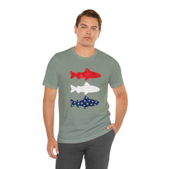 Patriotic Trout T-Shirt — Red White & Blue Fish Tee
