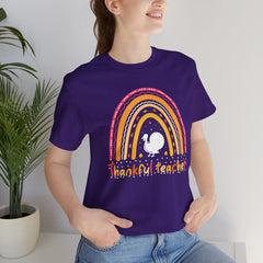 Thankful Teacher T‑Shirt – Retro Rainbow Turkey Teacher Appreciation Tee