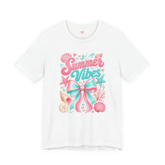 Summer Vibes Tee — Pastel Seashell Bow Beach T-Shirt