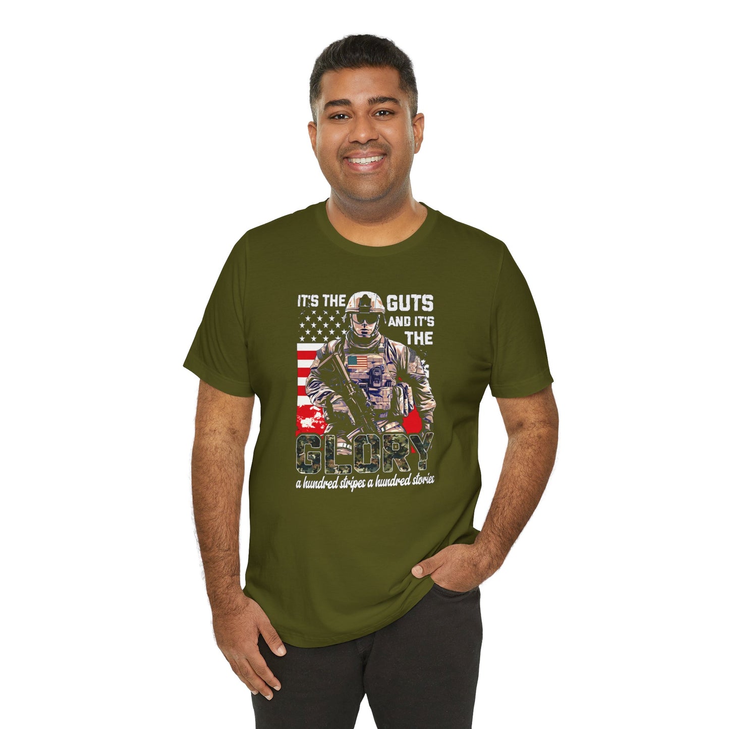 Patrotic American Soldier, Its The Guts And The Glory, Unisex Jersey Short Sleeve Tee