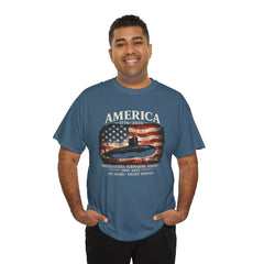 America 250th Submarine 125th Flag T-Shirt — Vintage USA Military Tee