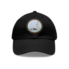 Hempstead Bay Sailing Club Leather Patch Dad Hat — Flying Scot Embroidered Round Patch